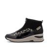Rieker Front Zip Wedge Ankle Boot - Black Leopard